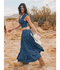 Wrangler® Sleeveless Denim V-Neck Cropped Blouse