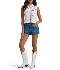 Wrangler Sleeveless Horse Print Snap Front Shirt