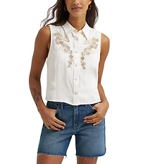 Wrangler® Sleeveless Woven Western Shirt