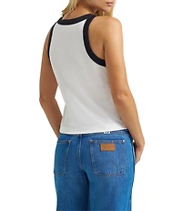 Wrangler Slim Embroidered Western Motif Round Neck Sleeveless Tank Top