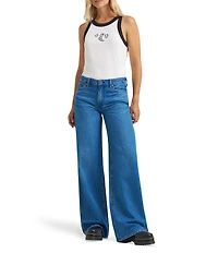 Wrangler Slim Embroidered Western Motif Round Neck Sleeveless Tank Top