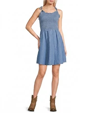 Wrangler Spaghetti Strap Smocked Denim Dress