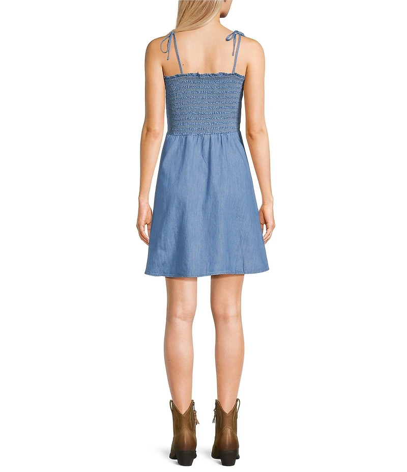 Wrangler Spaghetti Strap Smocked Denim Dress