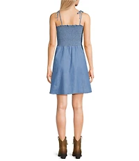Wrangler Spaghetti Strap Smocked Denim Dress