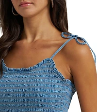 Wrangler Spaghetti Strap Smocked Denim Dress