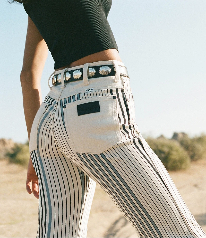 Wrangler Stripe Print 70s Flare Leg High Rise Coordinating Jeans