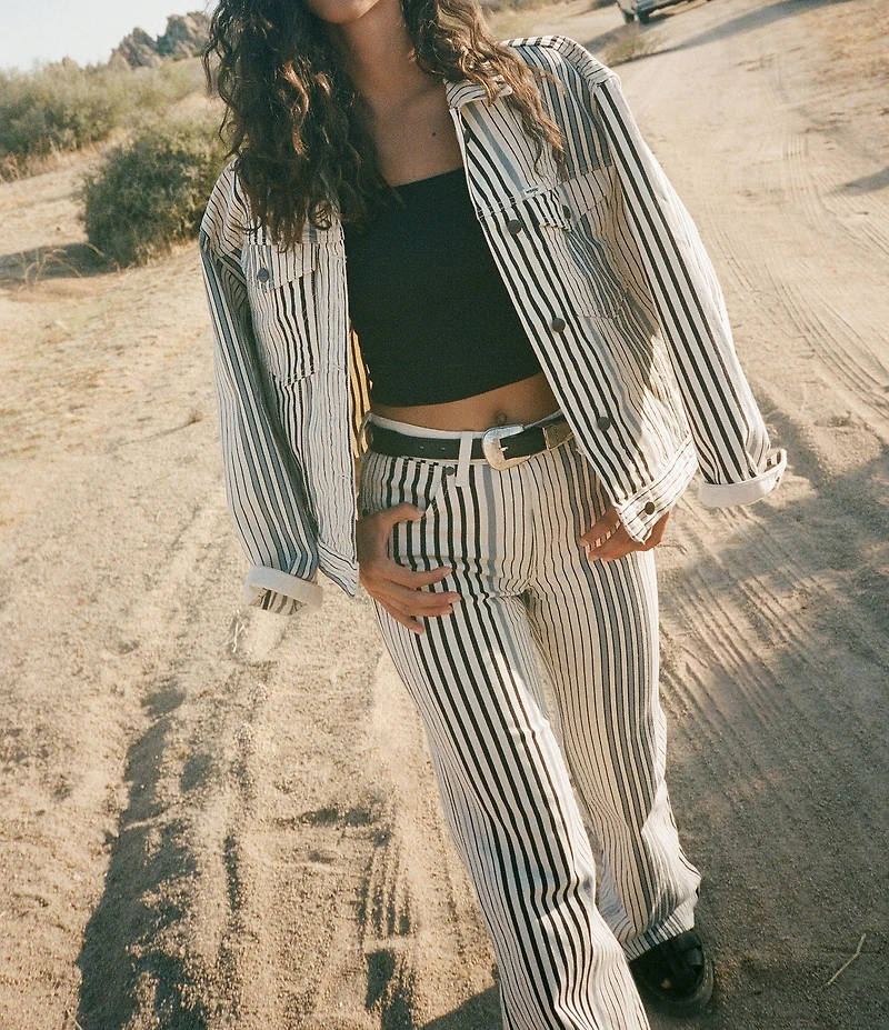 Wrangler Stripe Print 70s Flare Leg High Rise Coordinating Jeans