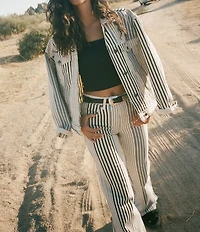 Wrangler Stripe Print 70s Flare Leg High Rise Coordinating Jeans
