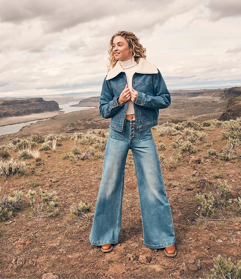 Wrangler® Utility Long Sleeve Faux-Shearling Denim Jacket