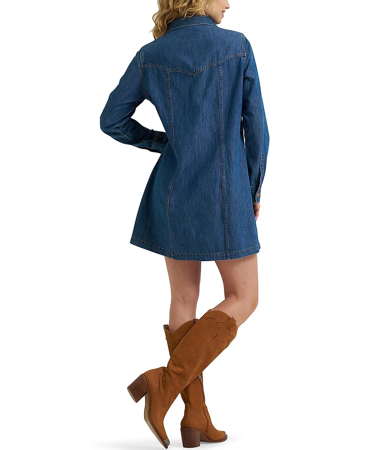 Wrangler® Western Style Long Sleeve Denim Dress