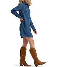 Wrangler® Western Style Long Sleeve Denim Dress