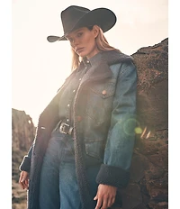 Wrangler Wrange Collared Long Sleeve Sherpa-Lined Denim Coat