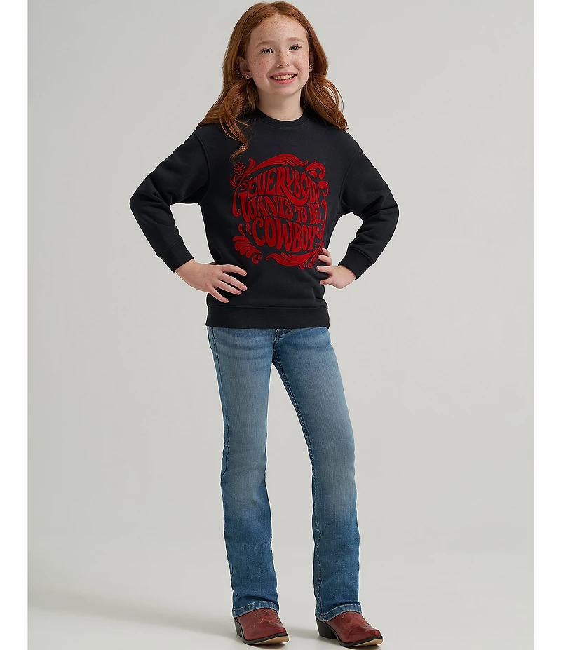Wrangler® x Lainey Wilson Big Girls Long-Sleeve Everybody Wants To Be Cowboy Fleece Sweatshirt