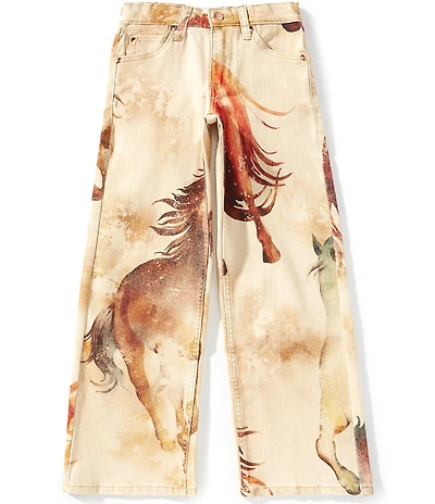 Wrangler® x Lainey Wilson Big Girls Horses Printed Wide Leg Jeans