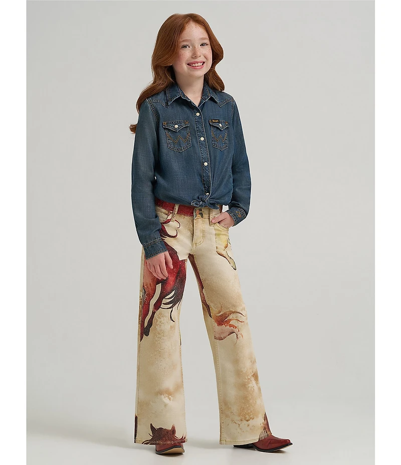 Wrangler® x Lainey Wilson Big Girls Horses Printed Wide Leg Jeans