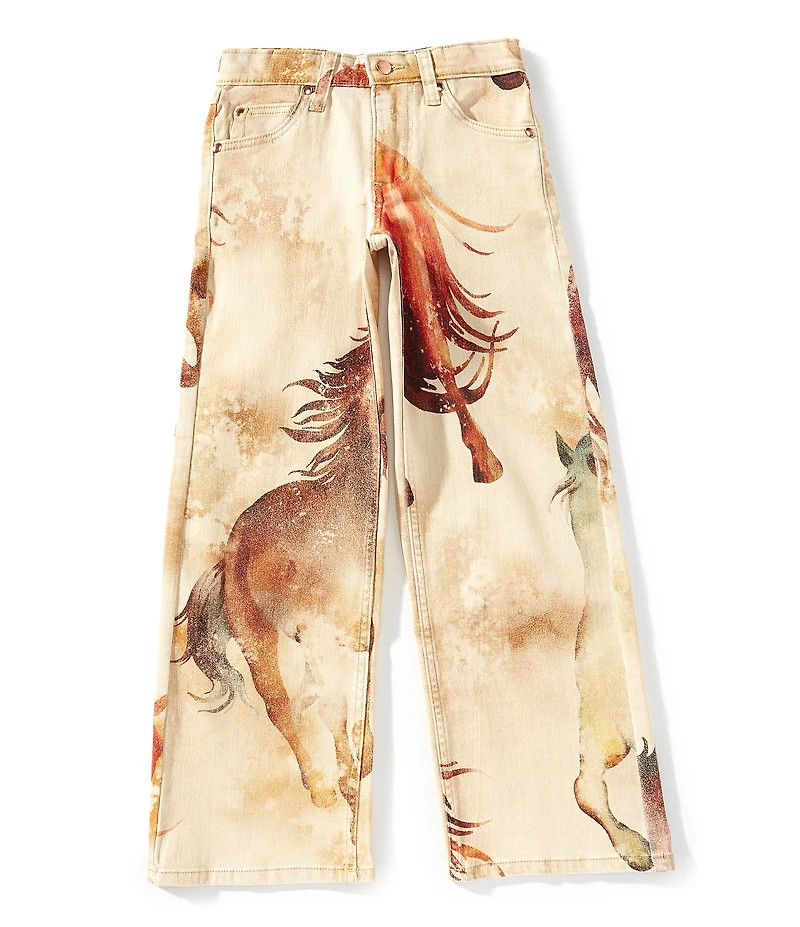 Wrangler® x Lainey Wilson Big Girls Horses Printed Wide Leg Jeans