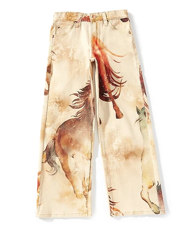 Wrangler® x Lainey Wilson Big Girls Horses Printed Wide Leg Jeans