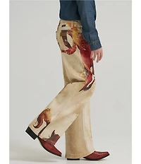 Wrangler® x Lainey Wilson Big Girls Horses Printed Wide Leg Jeans