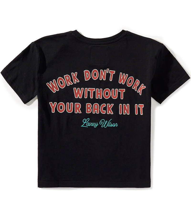 Wrangler® x Lainey Wilson Big Girls Short-Sleeve 'Work Don't Work Without Your Back In It' T-Shirt