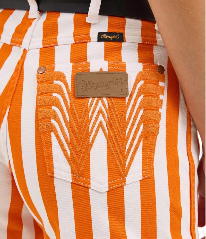 Wrangler x Whataburger Cowboy Orange and White Stripe High Rise Shorts