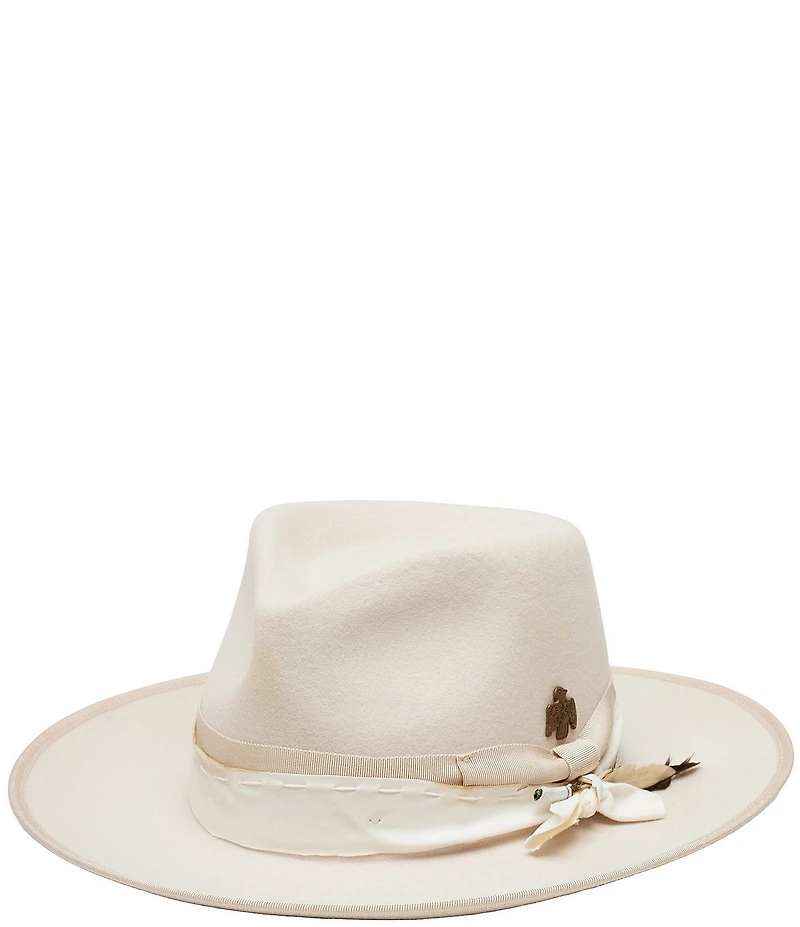 Wyeth Bennie Suede Band Cashmere Wool Feather Fedora Hat