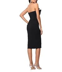 Xscape 3D Ruffle Strapless Midi Dress