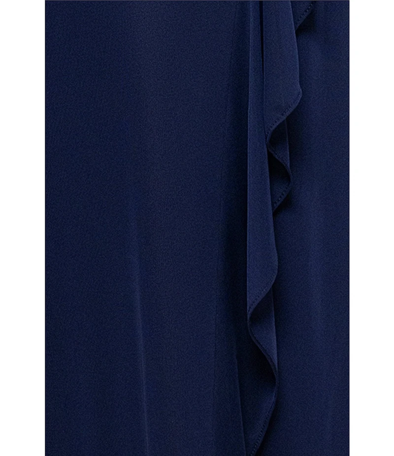 Xscape Beaded Off-the-Shoulder Sheath Rouched Dress