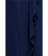 Xscape Beaded Off-the-Shoulder Sheath Rouched Dress