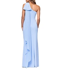 Xscape Bow One Shoulder Crepe Gown