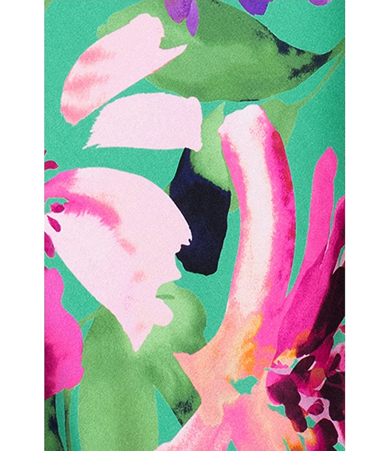 Xscape Halter Long Floral Print Satin Tie Neck Dress