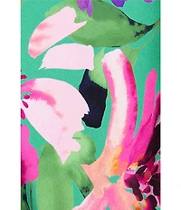 Xscape Halter Long Floral Print Satin Tie Neck Dress