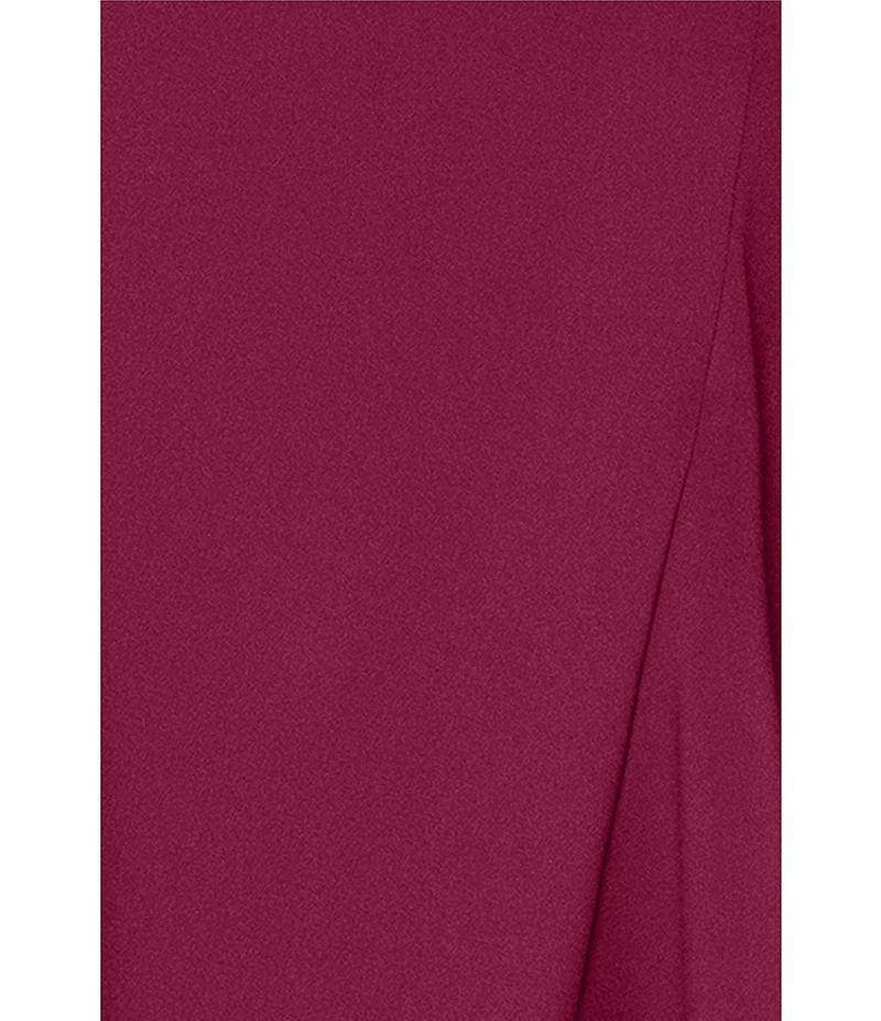 Xscape Halter Neck Scuba Crepe Side Ruffle Sheath Gown