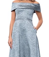 Xscape Long Brocade Off The Shoulder Gown