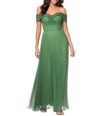 Xscape Long Bubble Organza Pleated Gown