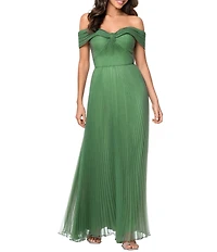 Xscape Long Bubble Organza Pleated Gown