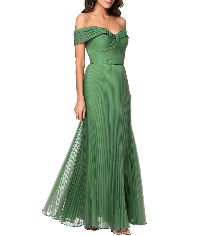 Xscape Long Bubble Organza Pleated Gown