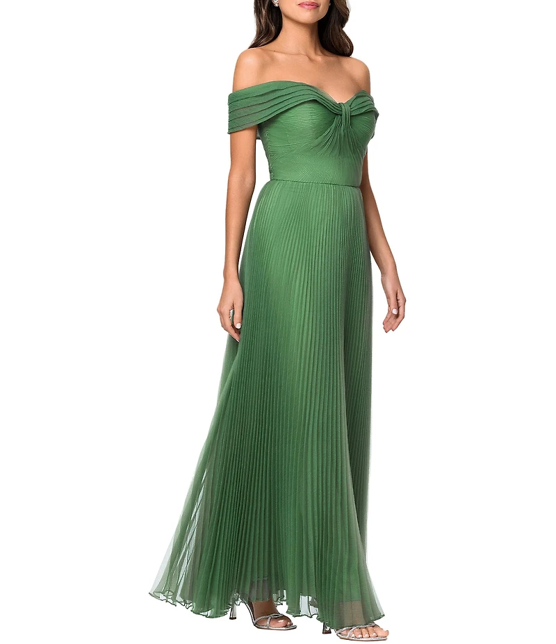 Xscape Long Bubble Organza Pleated Gown