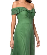 Xscape Long Bubble Organza Pleated Gown