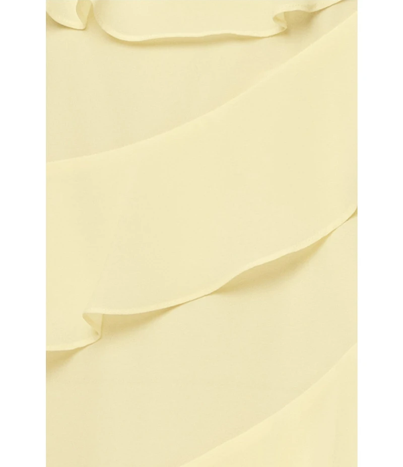 Xscape Long Chiffon Sweetheart Sleeveless Tier Ruffle A-Line Gown