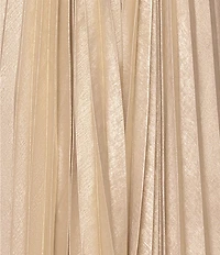 Xscape Long Metallic Woven Halter Pleated Long Dress