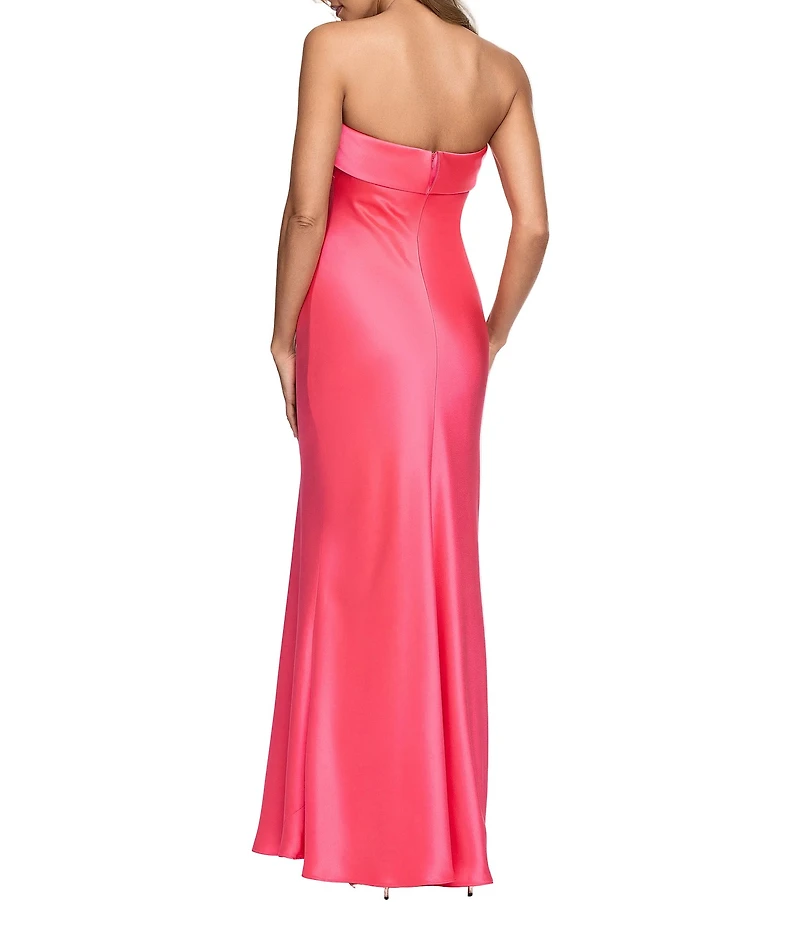 Xscape Long Satin Strapless Gown