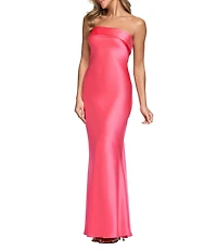 Xscape Long Satin Strapless Gown