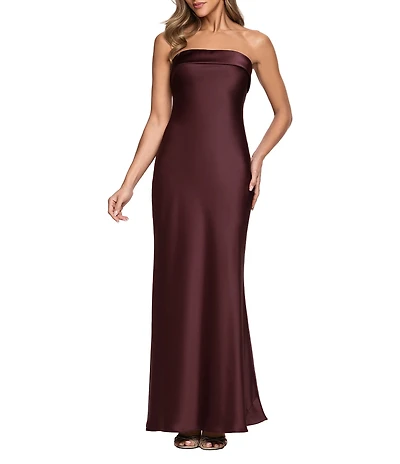 Xscape Long Satin Strapless Gown