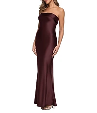 Xscape Long Satin Strapless Gown