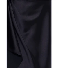 Xscape Long Sleeve Collared V-Neck Satin Dress