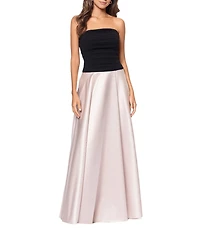 Xscape Mixed Media Satin Strapless Neck Sleeveless A-Line Gown