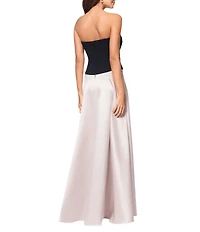 Xscape Mixed Media Satin Strapless Neck Sleeveless A-Line Gown