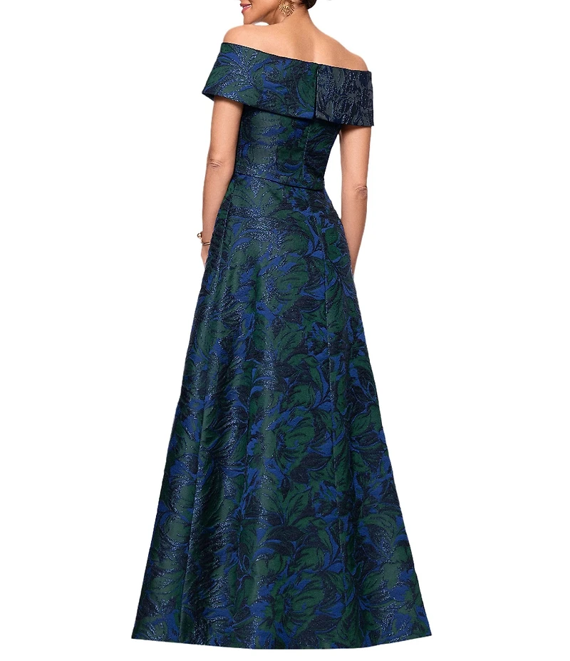 Xscape Off-the-Shoulder Jacquard Ball Gown