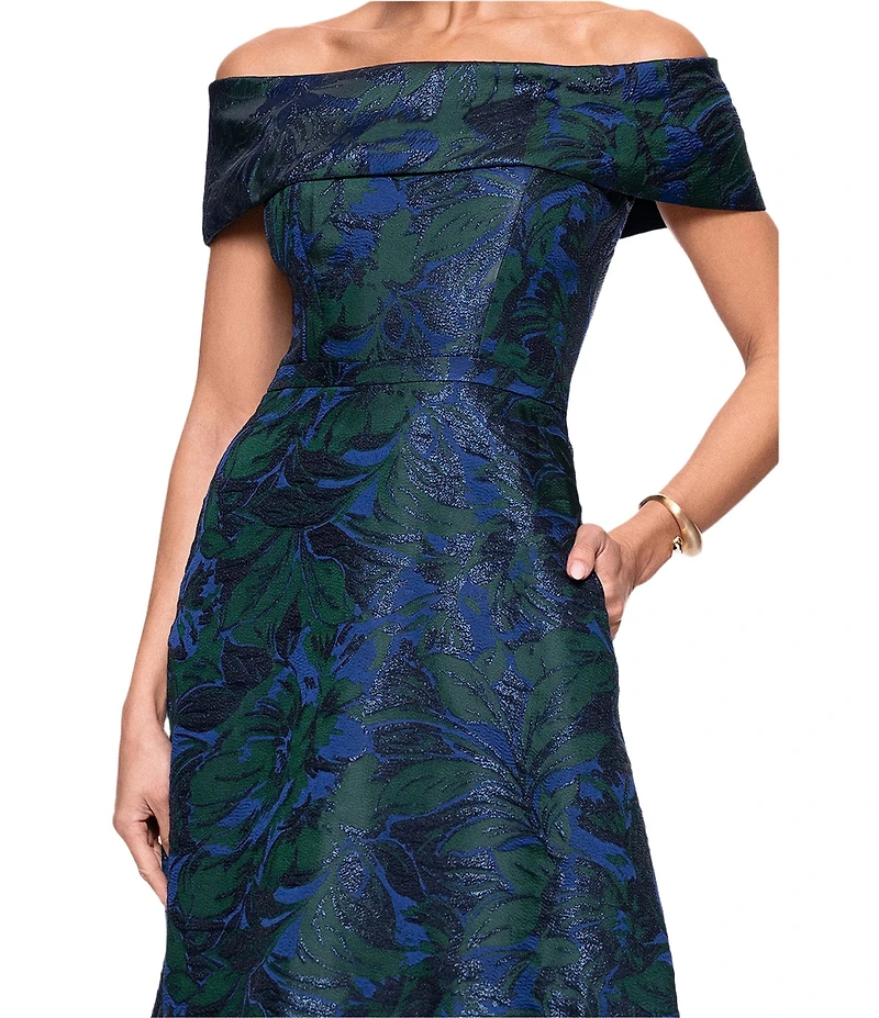 Xscape Off-the-Shoulder Jacquard Ball Gown