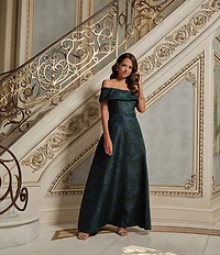 Xscape Off-the-Shoulder Jacquard Ball Gown